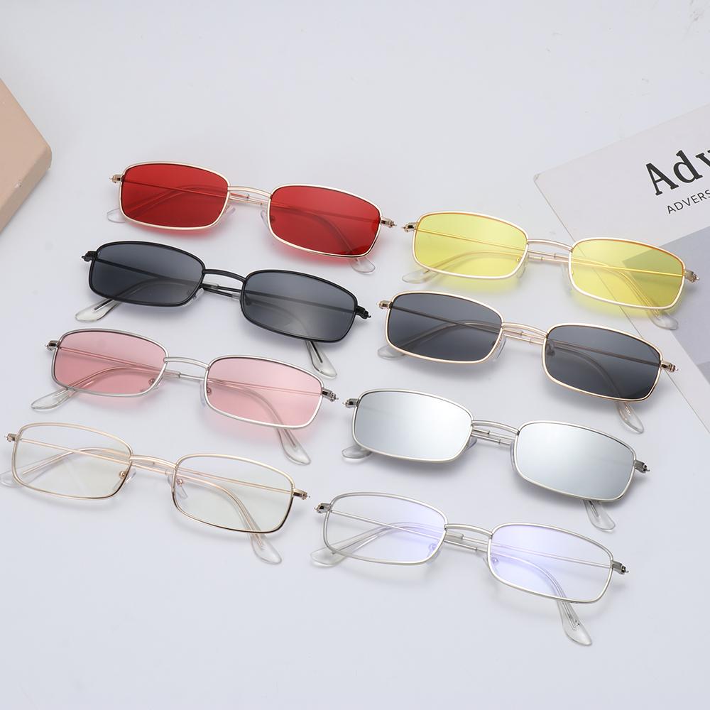 Vintage Metal Sunglasses for Men Women Clear Lens Rectangle Small Oval Brand Shades Fashion Eyewear