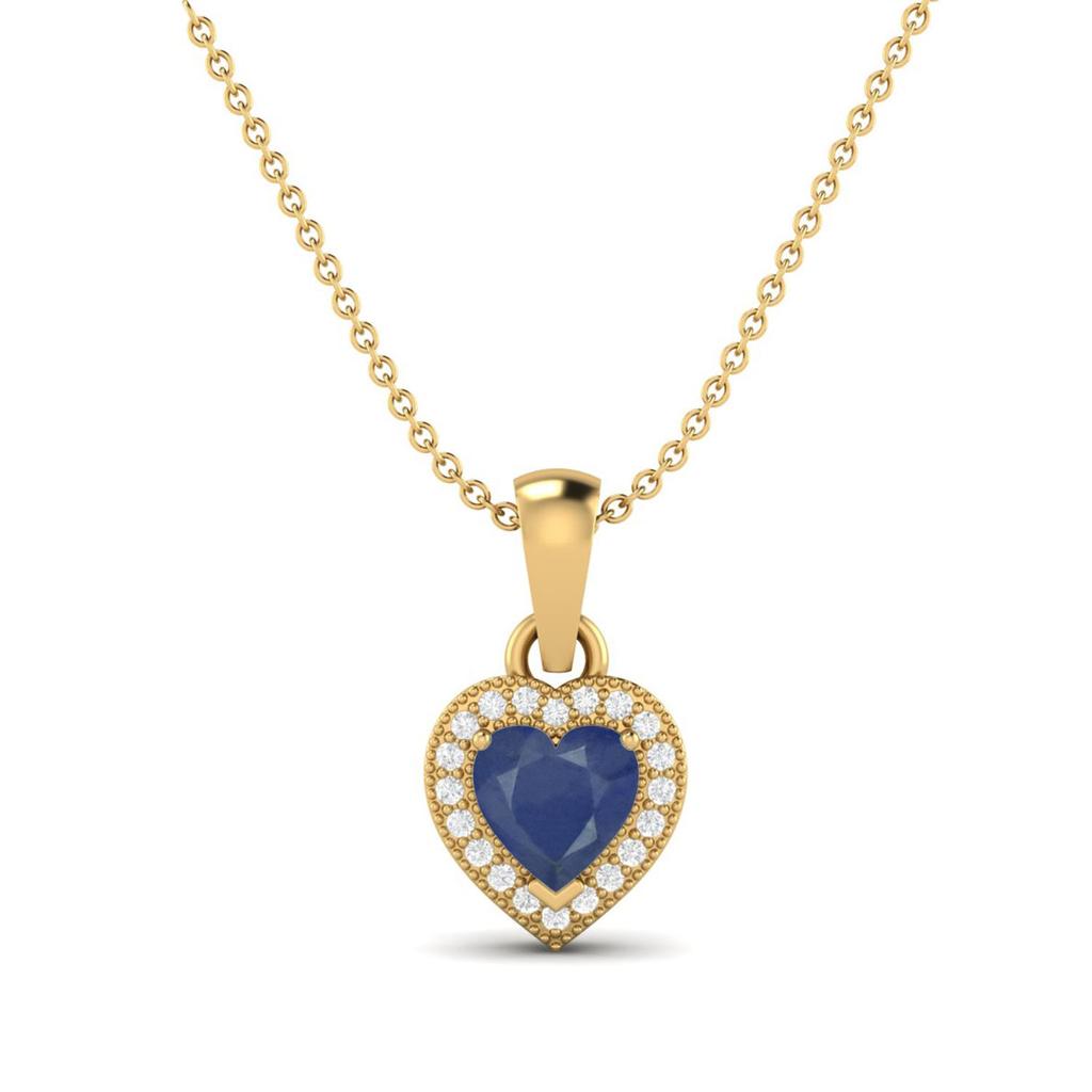 Blue Sapphire Halo Accent Pendant - Sterling Silver