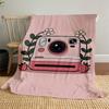 1pc Camera Strawberry Outdoor Flannel Blanket Soft Warm All-Season Throw for Sofa Bed Car Camping Office, Cozy Gift Idea1197S