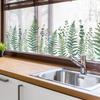 Adesivo de Janela Folha de Samambaia Verde Folhas de Pteridófita Plantas Estático PVC Adesivo de Janela Reutilizável Impermeável Decalques para Decoração de Janela de Porta de Sala de Casa