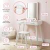 Coiffeuse pour enfant - GREEN SERIES - Green Series - Miroir sécurisé - Tabouret inclus - Tiroirs et autocollants