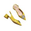 Rhinestone Bag Head Sandals Women's Summer One-pedal Pointed Fashion Shoes Flower Temperament Heels OL Women's Shoes Tide