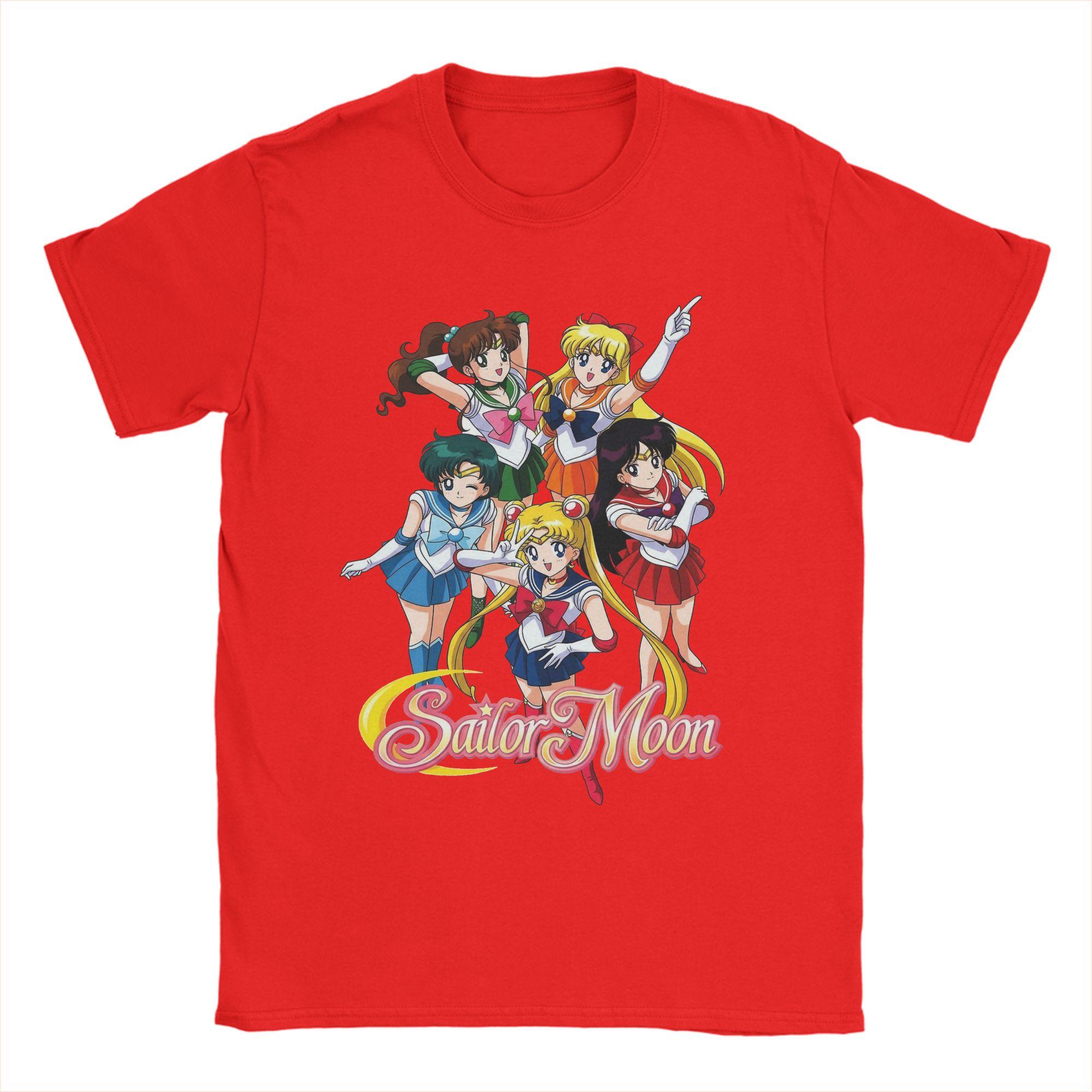 

Sailors Moons and Guardians Anime Group TShirt for Men 100 Cotton Tee Shirt Short Sleeve T Shirt Plus Size Clothing M
