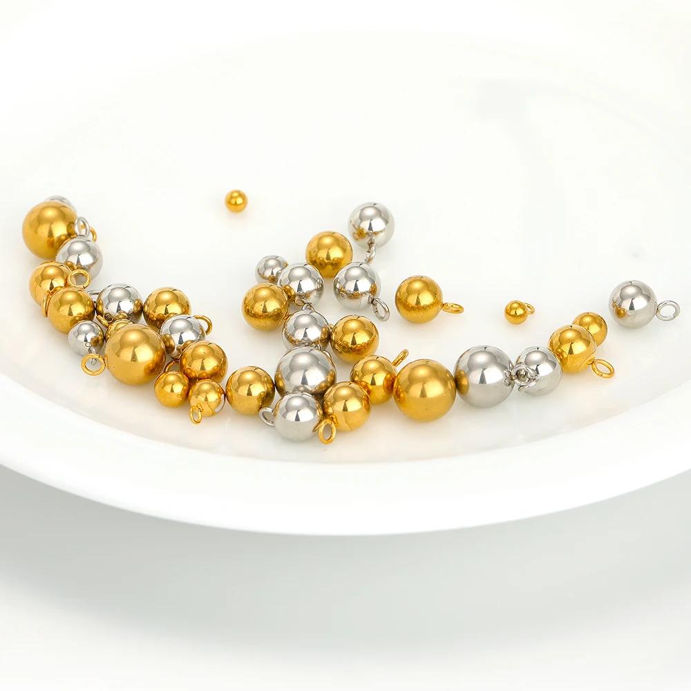 20pcs Stainless Steel Solid Ball Charms Pendants Beads for DIY Jewelry Necklace Findings Bracelets Supplies Earrings Making