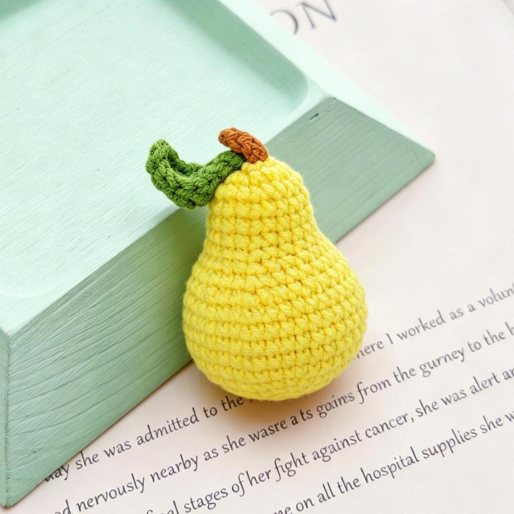 Hand-Knitted Apple & Persimmon Holiday Keychain Pendant
