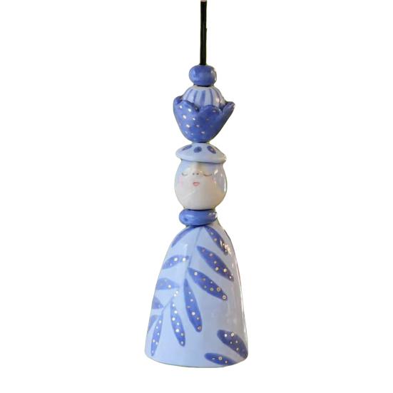 

Ceramic Bell Handmade Hand-Painted Gentle Healing Ringtone Soft Crisp Sound Cape Doll Bell Hanging Decorative Gift Accent H