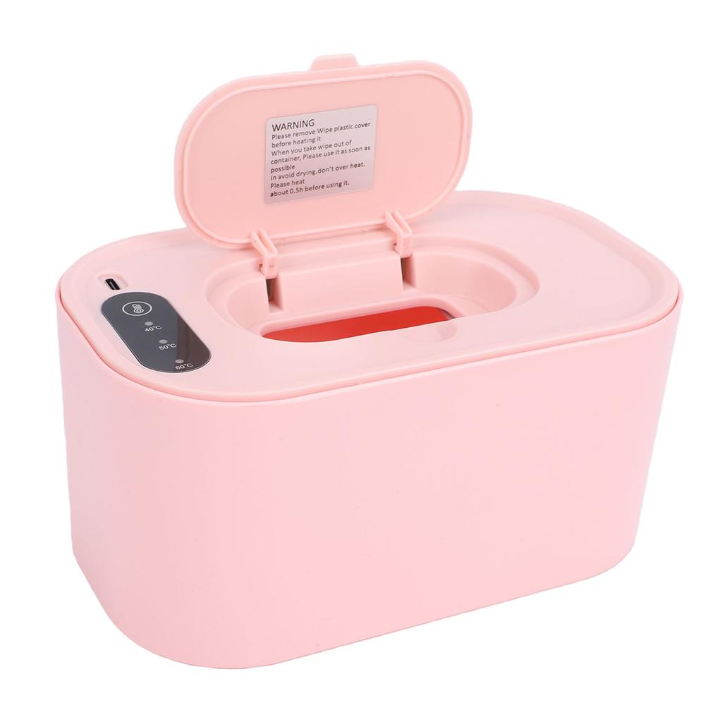 Baby Wet Wipes Warmer Dispenser Top Heating Wipe Warmer Holder Holds 80 Wipes with 3 Indicator Lights Pink