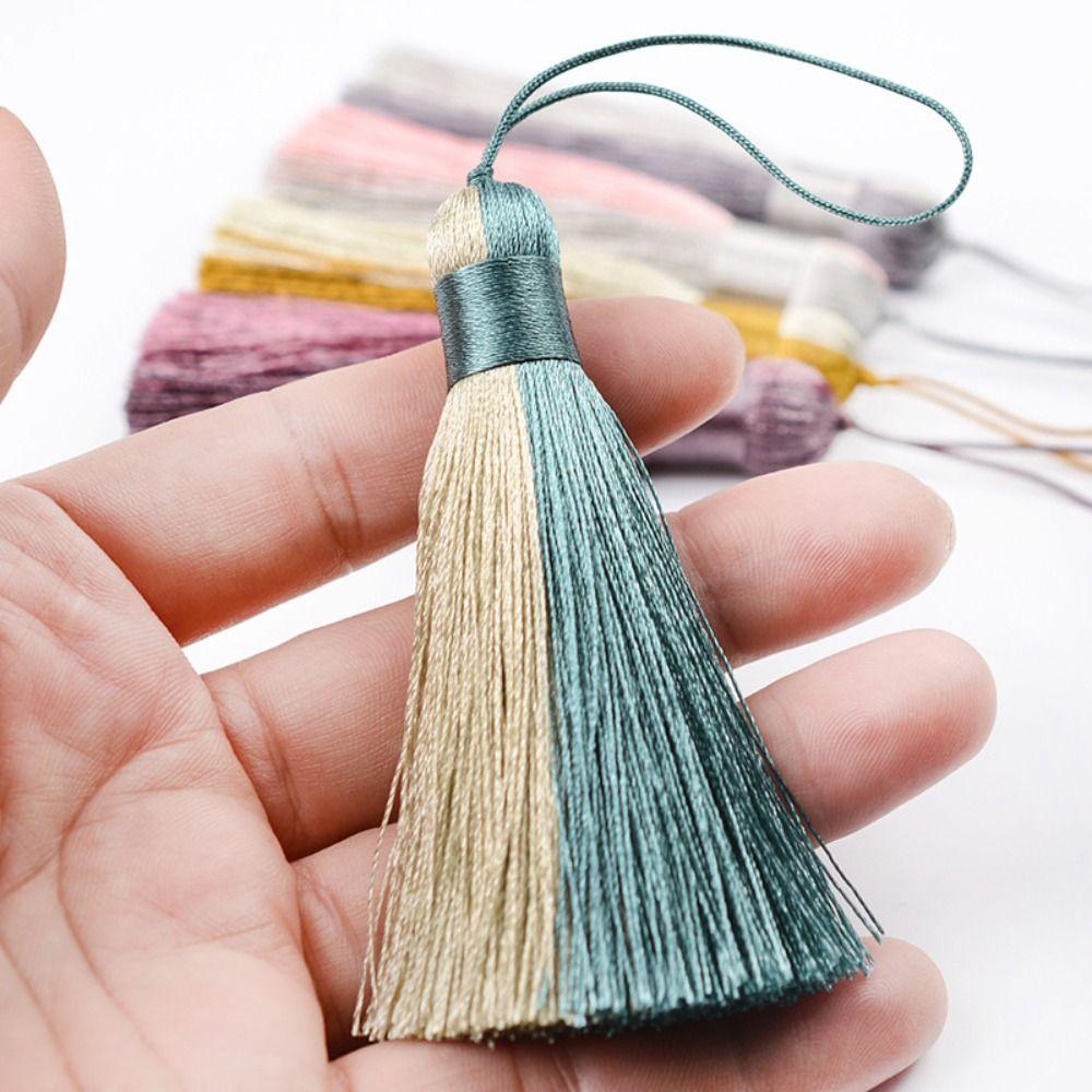Two-Tone Color Fringe Tassel Charm Soft Thread Gradient Tassel Ornament For Keychain Bookmark