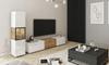 Moderne wandmeubel, 180 cm TV-meubel met een vitrinekast, woonkamermeubels met LED