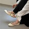 Inner Height Increase Small Fragrant Wind Single Shoes Women's 2025 Spring New Square Head Small Leather Shoes One-word Buckle Camellia Mary Jane Sho