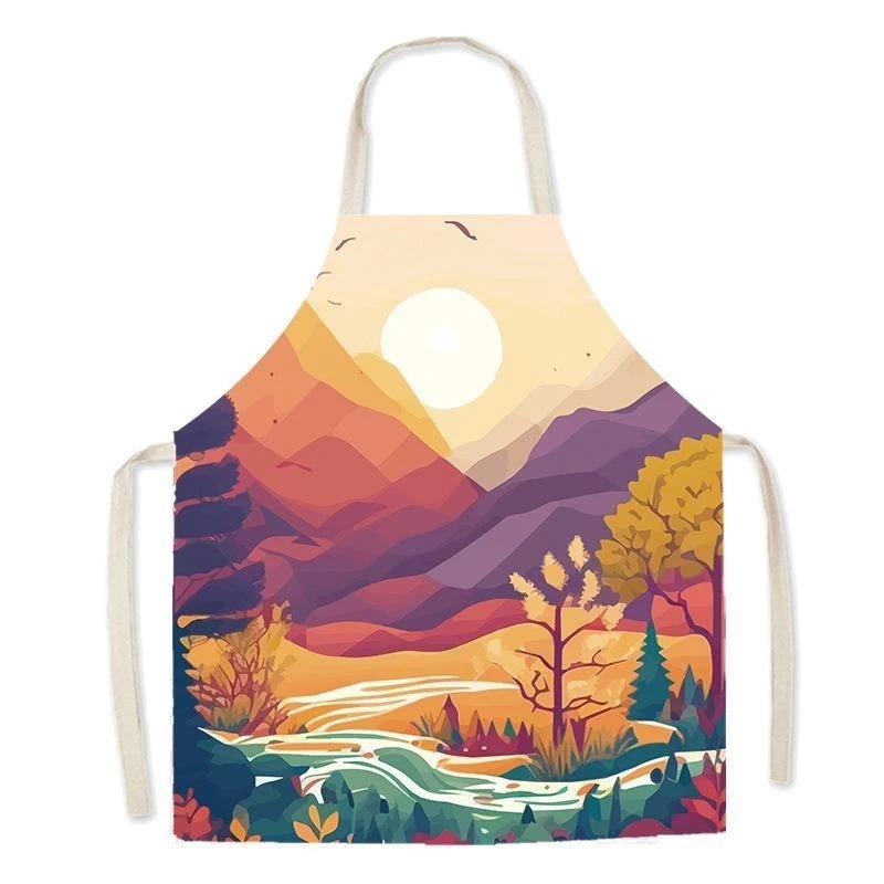 Natural Jungle Illustration Apron Cute Adventure Cartoon Baking Kitchen Home Creative Parent-Child Studio Dress