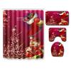 Christmas Shower Curtain Floor Mat Combination Four-Piece Set Bathroom Toilet Carpet Shower Room Mat Foot Mat