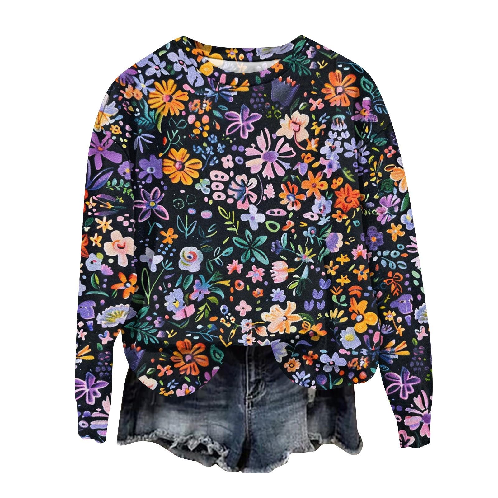 

Женская мода свободный повседневный карман с длинным рукавом толстовка с принтом свитшот S фиолетовый