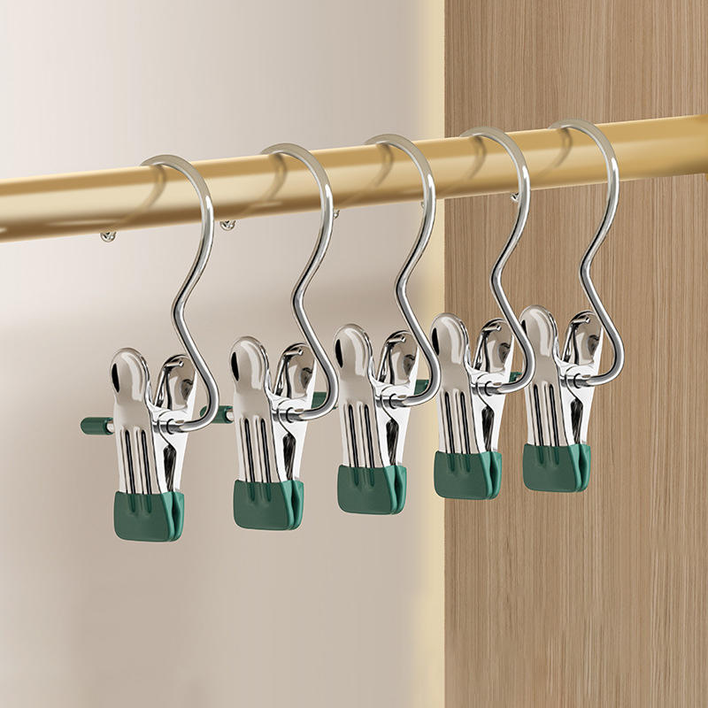 5/10pcs Stainless Steel Clothespins Laundry Clothes Peg With Hook Portable Hanging Clothes Clip Wardrobes Organizer Hanger