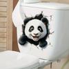 3D Cute Cartoon Panda Breaking Through Wall Toilet Sticker Self-Adhesive Waterproof Removable Bathroom Home Decor Art