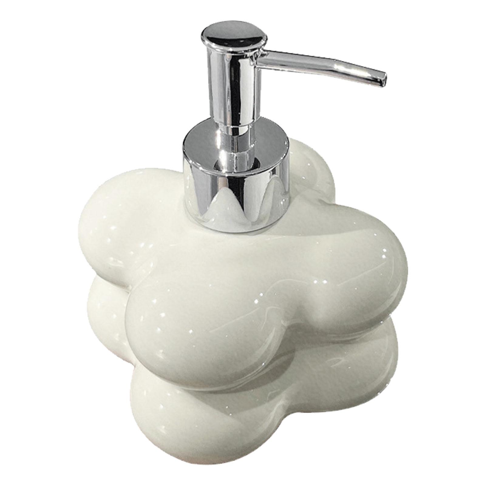 Konnwei White Cloud Press Pump Bottle Ceramic Reusable Decoration Refillable Cloud Shape Dispenser Bottle For Bathroom Milky