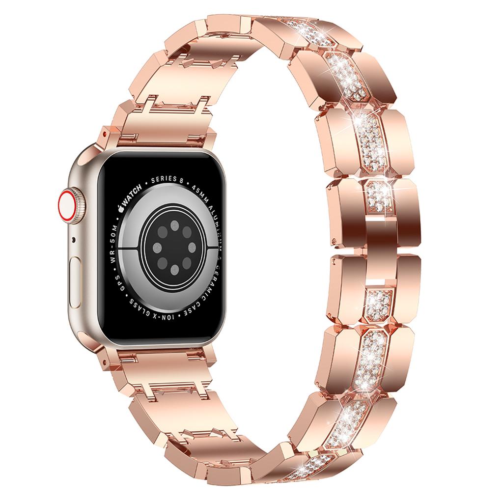 KALEBOL Rhinestone Watch Band for Apple Watch Series 11 10 42mm/9 8 7 41mm/SE3 SE2 SE 6 5 4 40mm/3 2 1 38mm Grid Block Zinc Alloy Strap