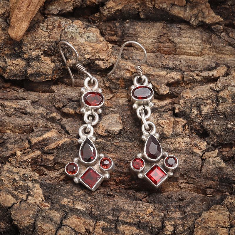 Retro Ethnic Style Red Zircon Earrings for Women, Elegant Earrings Accessories