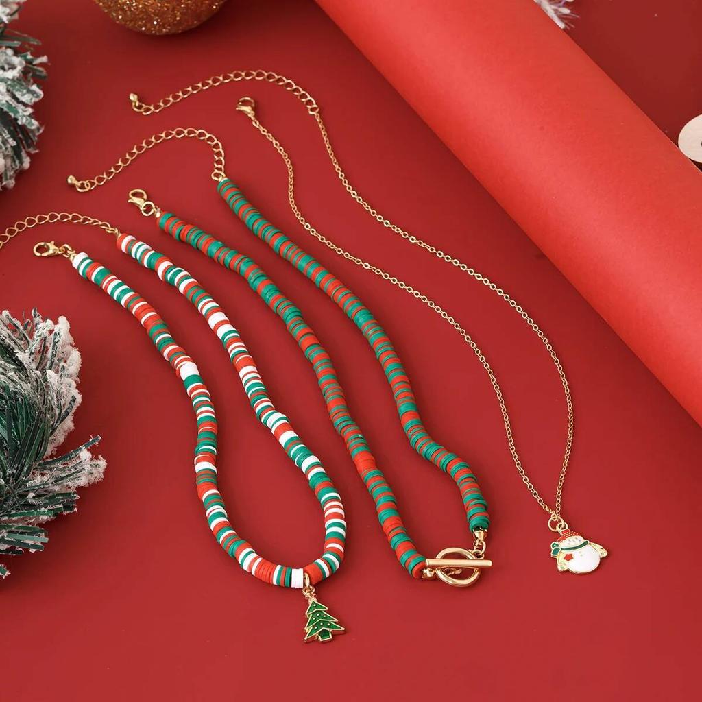 Salircon Set da 3 Pezzi Collana con Ciondolo Albero di Natale Babbo Natale per Donna Romantica Carina Catena in Metallo Clavicola Fibbia OT Gioielli per le Feste