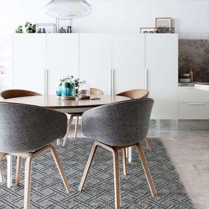 Vintage Rug with Embossed Patterns Gray Blue 133x190
