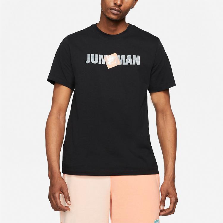 Air Jordan Jumpman Letter Print Sports Crew Neck Short Sleeve T-Shirt Men Tops Black CV3406-011