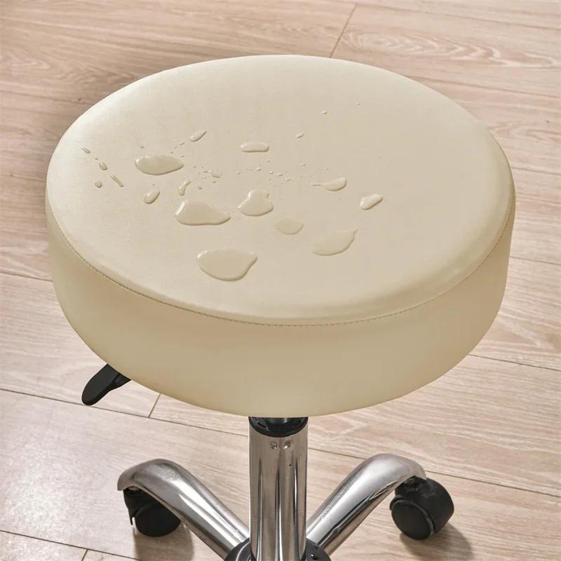 Bar Stool Cover Waterproof Pu Leather Round Chair Covers Removable Stools Slipcovers Barstool Funda Chair Seat Cushion Cover