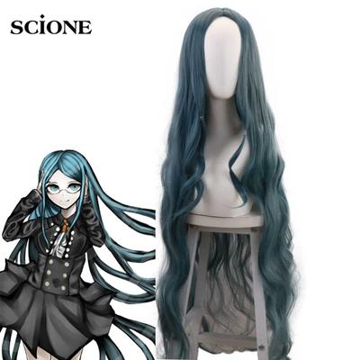 2 Farben Danganronpa 3 Shirogane Tsumugi Coser Perücke lange blaue Haare Cosplay Halloween Kostüm Requisiten + kostenlose Haarkappe