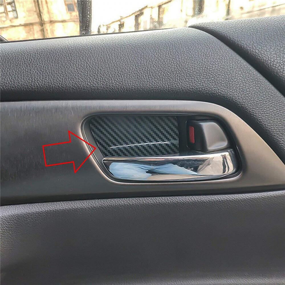 Carbon Fiber Style Inner Door Handle Bowl Cover Trims For Honda Accord 2013-2017