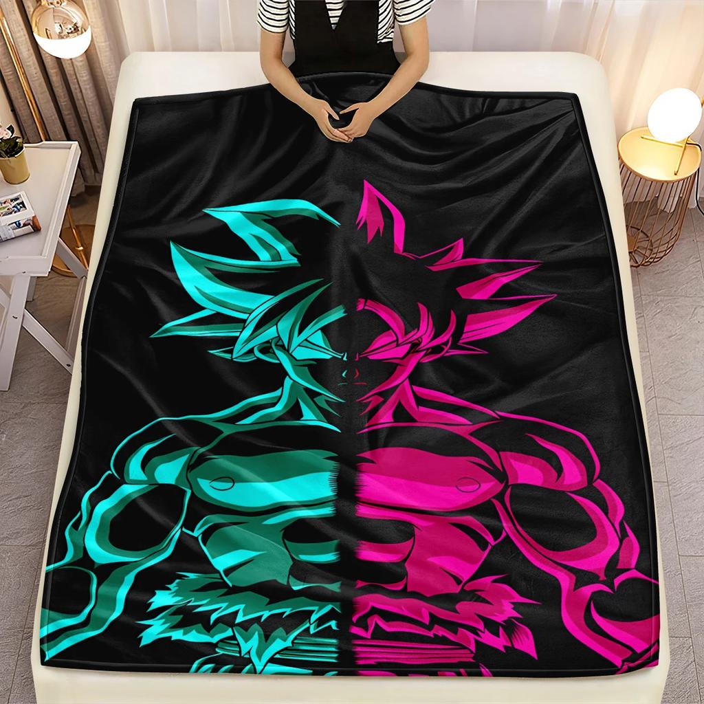 3D Japanese Anime Dragon Ball Flannel Blanket Soft Warm Throw Blanket for Bedroom Living Room Bed Travel Camping Picnic Gift