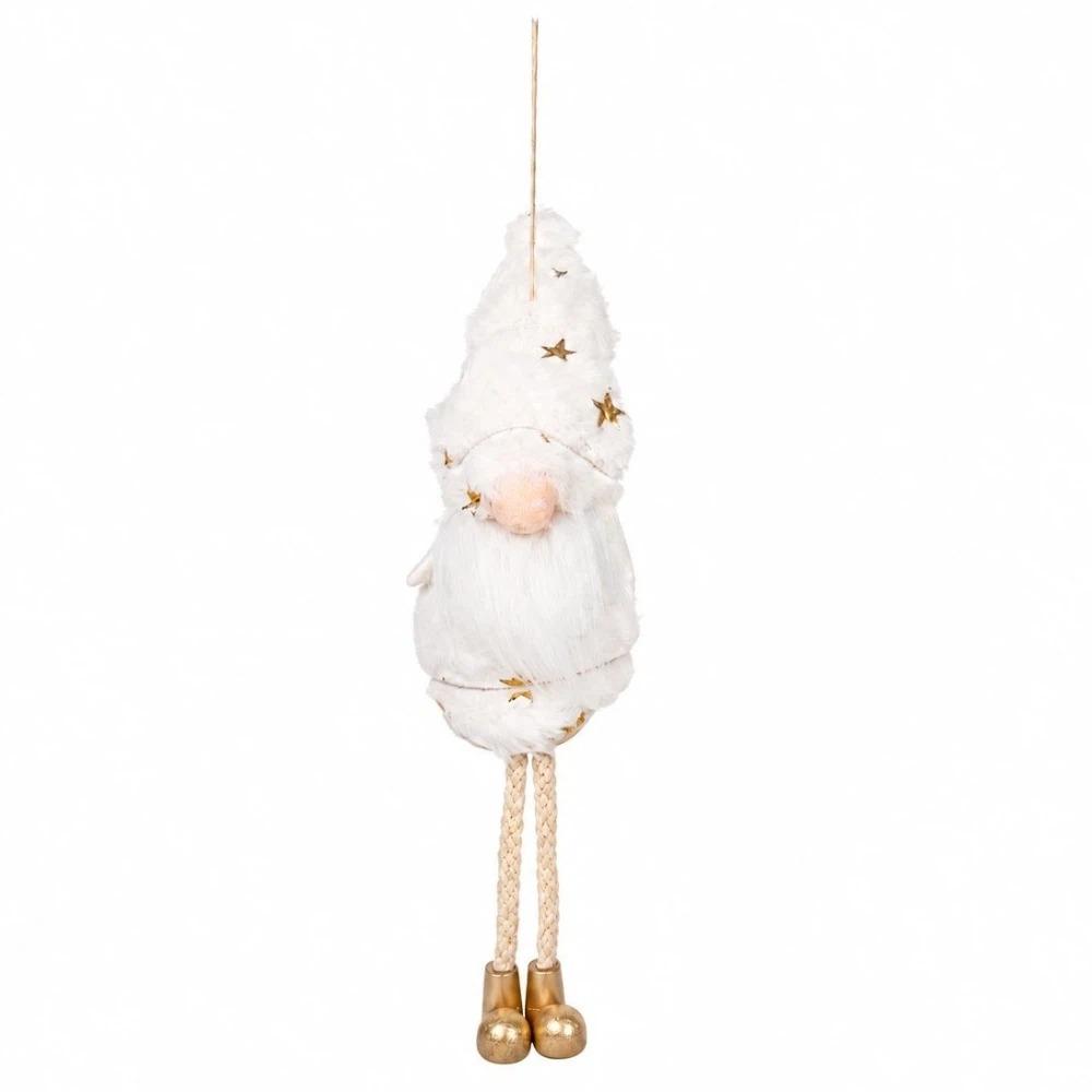 Cute Handmade Christmas Elf Elderly Pendant Long Legged with Star Pattern Xmas Gnome Ornaments Soft Santa Claus Holiday Gift