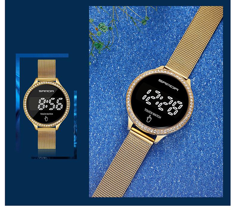 Sanda 8006 Men's Electronic Watch with Single-Point Touch Key and Mesh Band