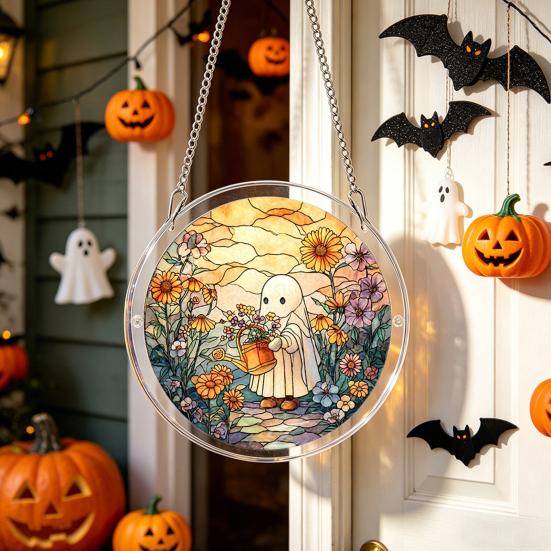 Halloween Acrylic Jigsaw Puzzle Suncatcher Stained Glass Style DIY Sun Catcher