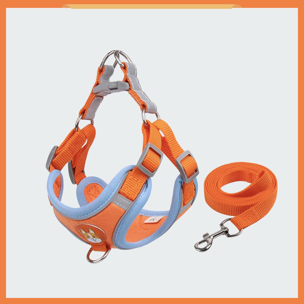 Pet Harness Dog Leash Pomeranian Puppy Cat Harness Vest Reflective Suede Walking Lead Adjustable Rope for Small Dogs Chihuahua