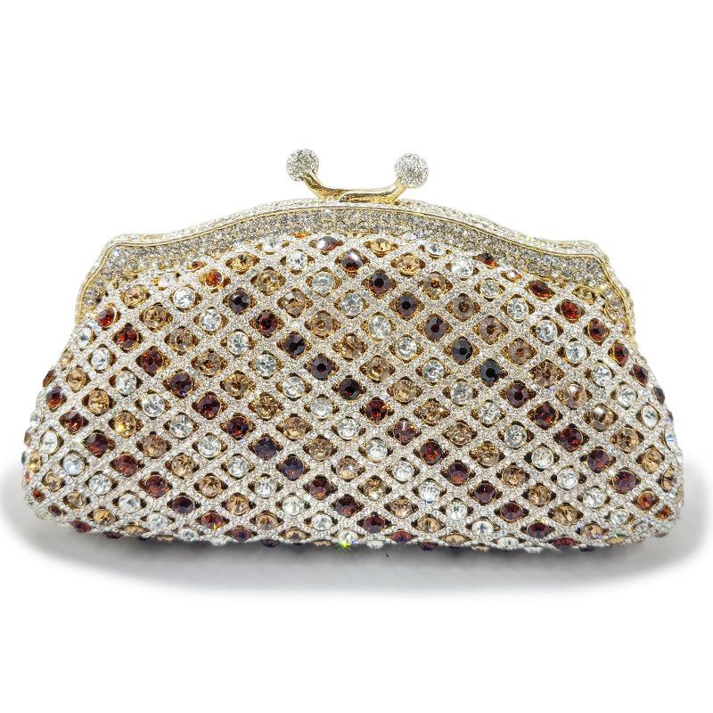Borsa da sera in cristallo colorato Borsa a pochette con diamanti scintillanti per donna Borsa a mano di lusso con strass per matrimonio, ballo, cena, banchetto
