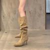 Fashion Non-Knee Thigh Boots Women's Pointed Toe Suede Slip-on Anti-Slip Wear-Resistant Stiletto Heel High Boots