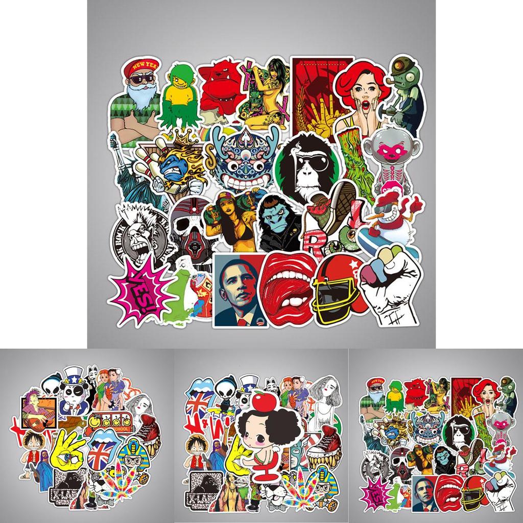 Vibrant 50pcs Vinyl Stickers For Skateboard Guitar Travel Case With Cool Designs