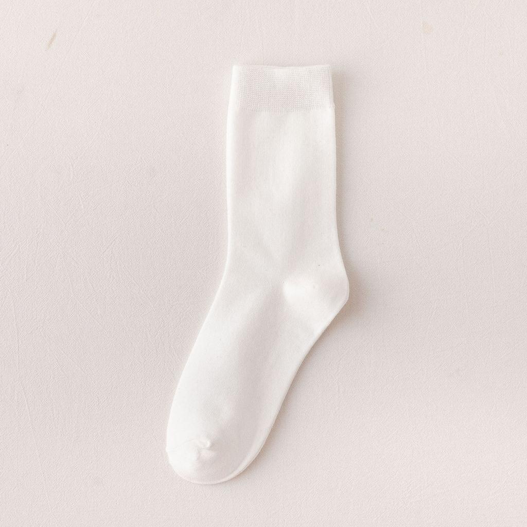 Black And White Socks Women'S Autumn And Winter Tube Socks Japanese Solid Color Calf Socks Cotton Korean Version Knee Socks Zhuji Socks Wome