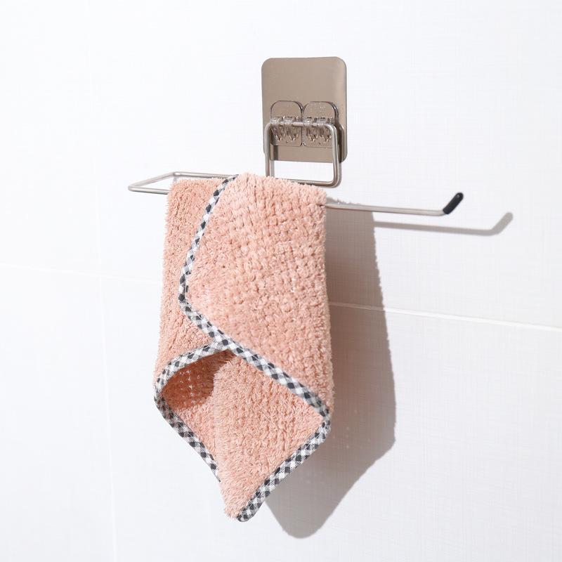 The Kitchen Wall Hanging Paper Towel Rack,Plastic Wrap , Perforation-Free Dish Cloth Stainless Steel Organizer Hooks