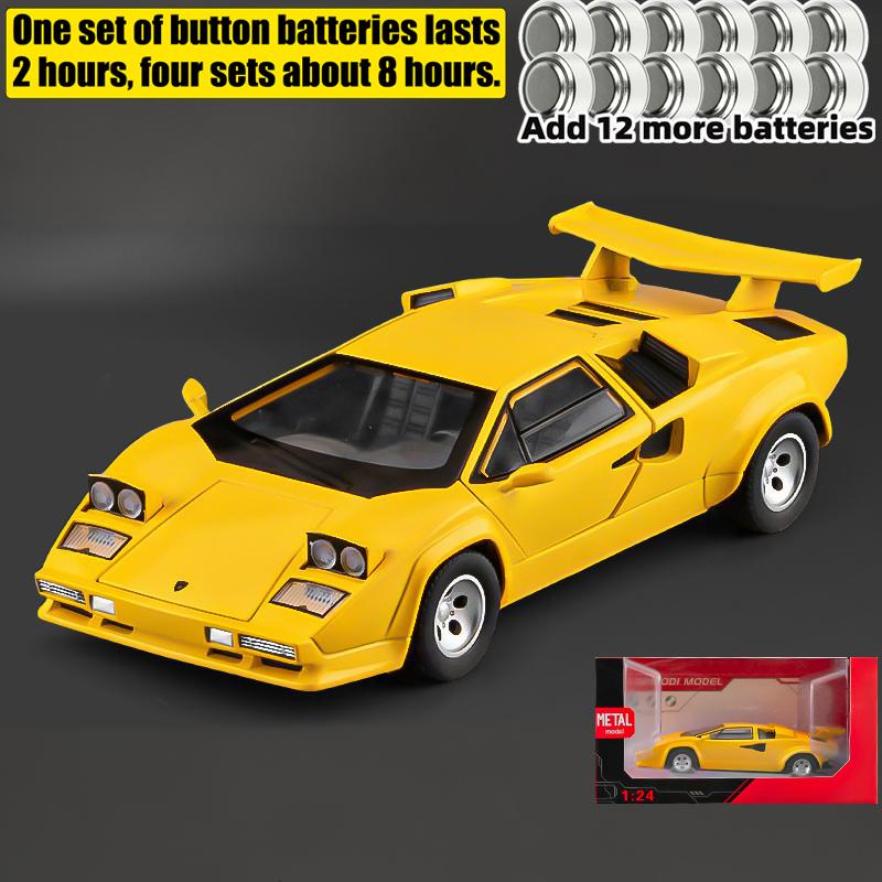 1:24 Lamborghini Countach LP500S Sideswipe Supersportwagen Spielzeugauto Modell Sound und Licht Kinderspielzeug Sammlerstücke Geburtstagsgeschenk Spielzeug