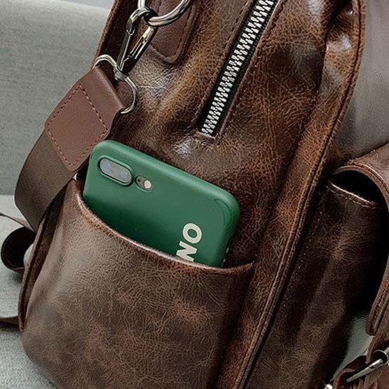 Women's Backpack Vintage Large Capacity Travel Bag Solid Color Single Shoulder Bag Versatile Casual Handbag