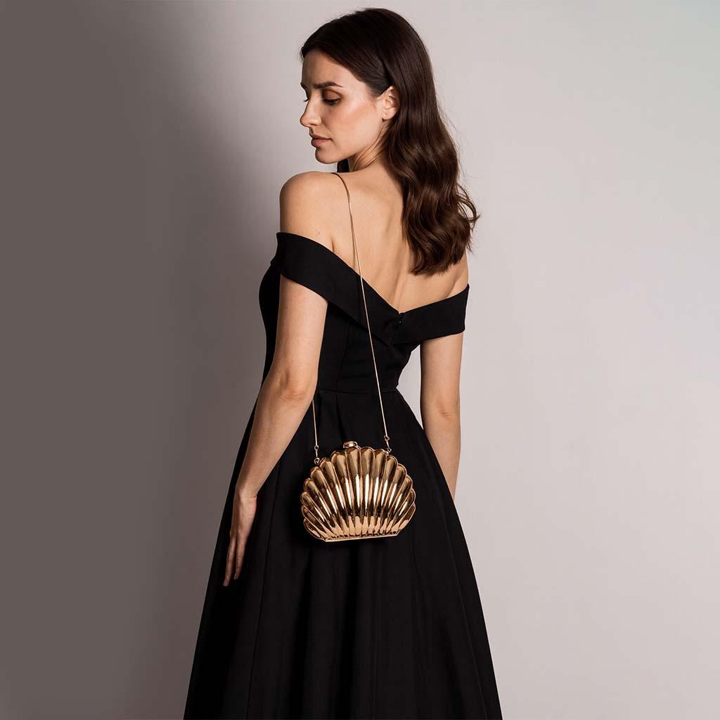

Semicircular Flower Electroplating Bag Fashion Personality Celebrity Dinner золотий