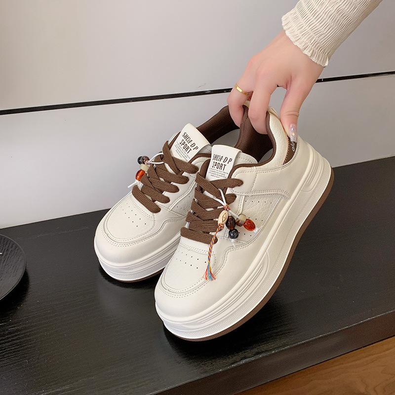 

Thick-soled heightening popular casual shoes women s 2025 autumn new shoes versatile women s board shoes small white shoes 40 темно-коричневого