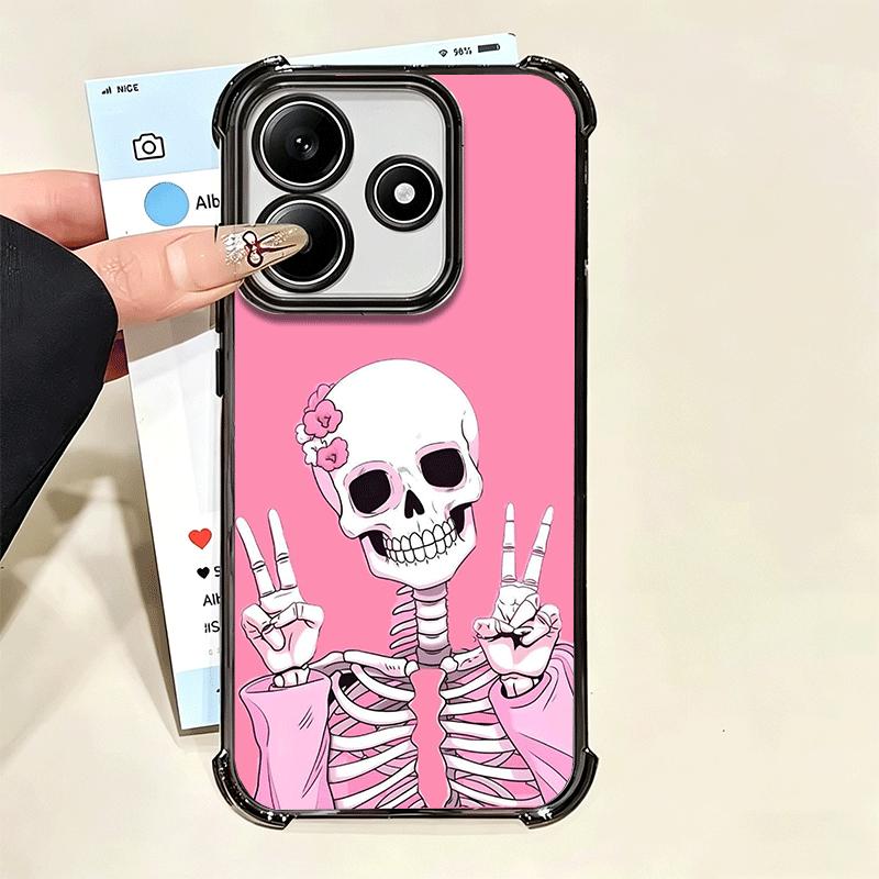 Pink Style Skull Witch Plating Phone Case For Xiaomi Poco X5 X6 X7 X8 Pro Max F8 Ultra F7 M8 M7 M5S Redmi 15C 15 14C 13C 13 X3 1