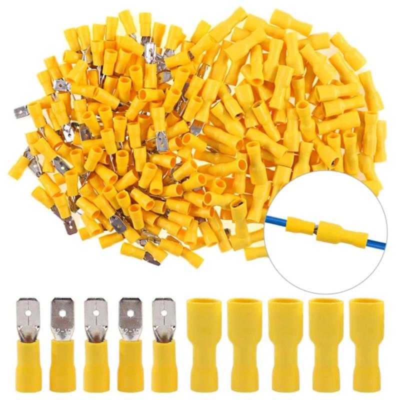 50 Pairs Electrical Insulated Wire Connectors Kit Blue Red Yellow Spade Quick Disconnect Connector Crimp Cable Terminals