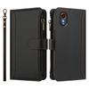For Samsung Galaxy Xcover7 Leather Case 9 Card Slots Zipper Wallet Stand Phone Cover with Wrist Strap
