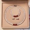 Zhuji Natural Freshwater Pearl Necklace Set: Green Water Drop Design - Perfect Mother's Day Gift