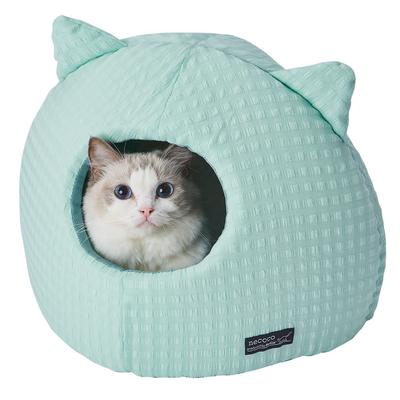 Petio Necoco Cat Bed with Cushion, Cool Cat Ear Dome Bed, Sea Blue