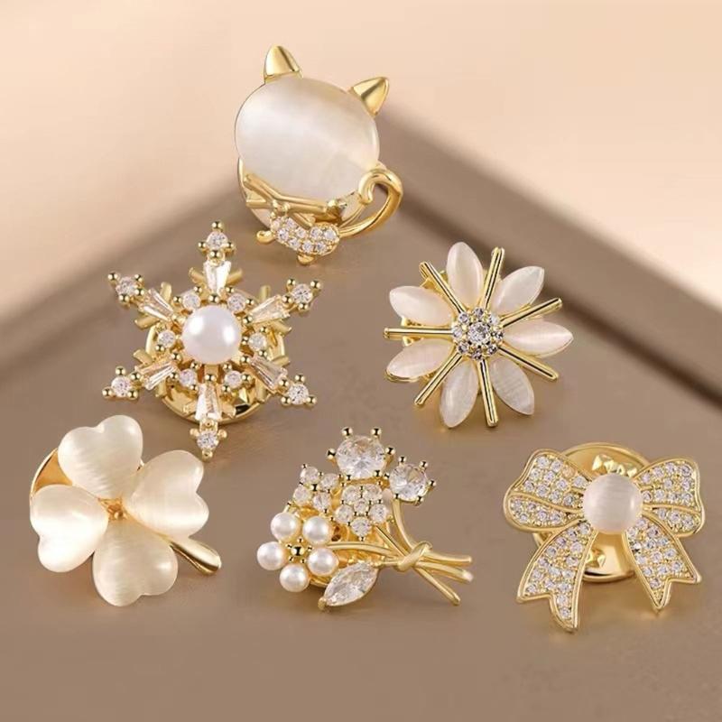 Lapel Brooch Collection, Six-Piece Alloy Accessory Set with Varied Decorative Motifs for Business Attire, Wedding Outfits, Jackets, and Scarves