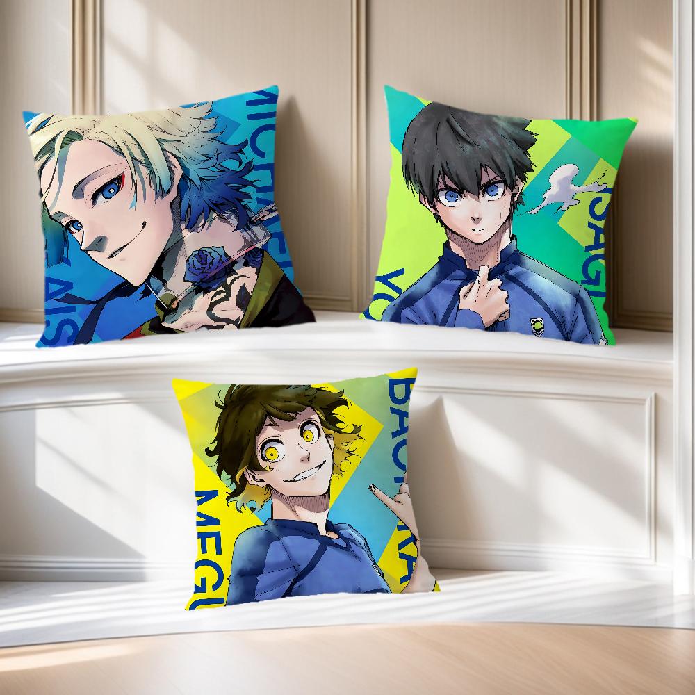 anime comic art cool b-Blue l-Lock cushion cover Comfortable soft Pillow Case for Sofa Living Room Home Decor Protective Covers