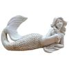 Mermaid Resin Figurine Colorful Home Decor Craft for Living Room 17x6x9cm White